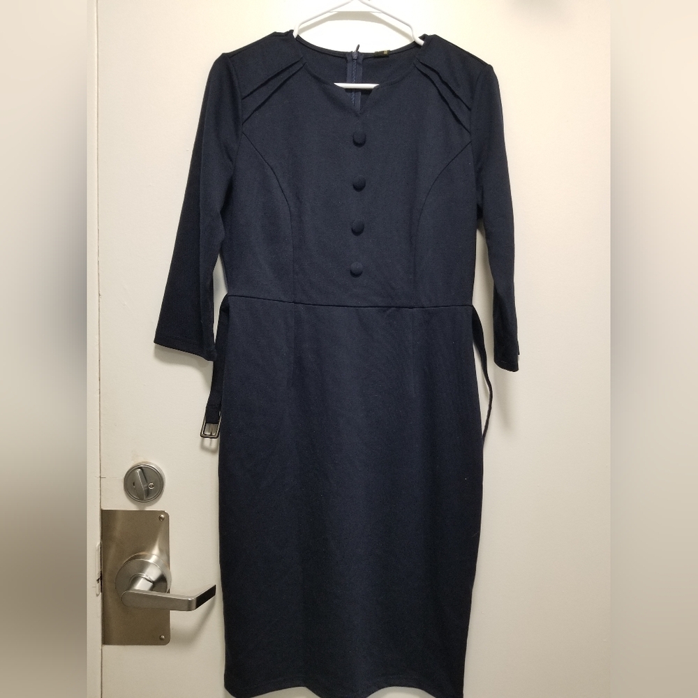 2/$25 Navy Blue Dress with Belt Size Large